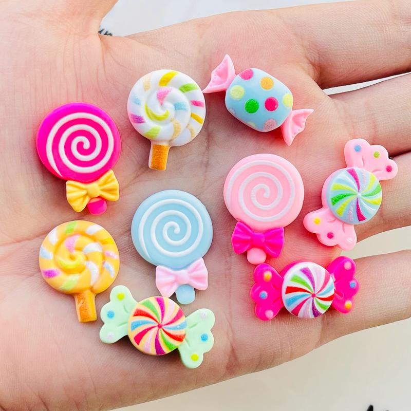 20 Pcs New Cute Kawaii Cartoon Candy Lollipop Resin Cabochon Scrapbooking Diy Jewelry Earwear Craft Decoration Accessories A100