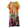 DIMANAF 2025 Sommer Damen Übergröße Lockeres Kleid Strand Basic Langes Freizeitkleid Vintage Blumendruck Urlaubskleid