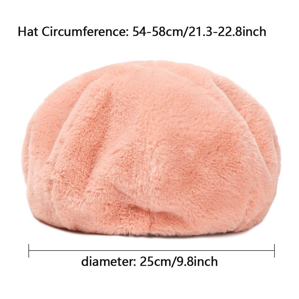 Fashion Plush Pure Color Vintage Ladies Beret Classic Female Bonnet