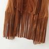 Fringe Sleeveless Jacket Women Leather Suede Tassels Vintage Cowgirl Coat Women Cardigan Sleeveless Jacket Chaqueta Mujer
