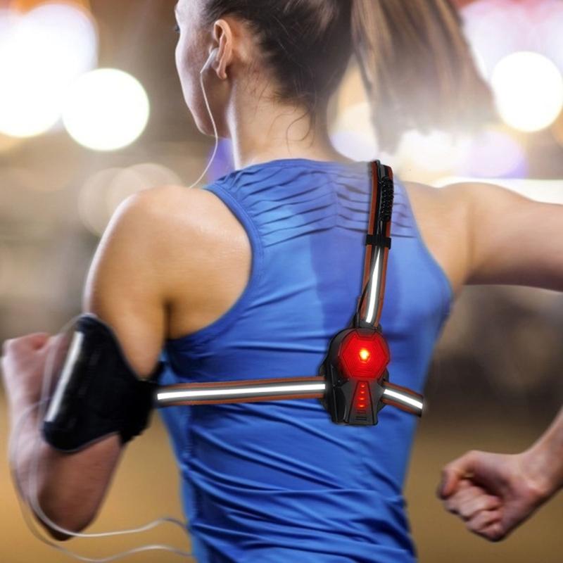 IPX4 Waterproof Running Gear for Runner USB Rechargeable Night Running Lights LED Chest Light with Safety Warning Lamp