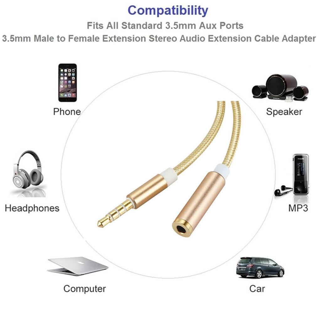 Aux Prodlužovací kabel 3,5mm Jack Stereo Sluchátka Mužský na Ženský Audio Kabel pro Počítač Telefon Zesilovač Reproduktor MP3 DVD TV Auto