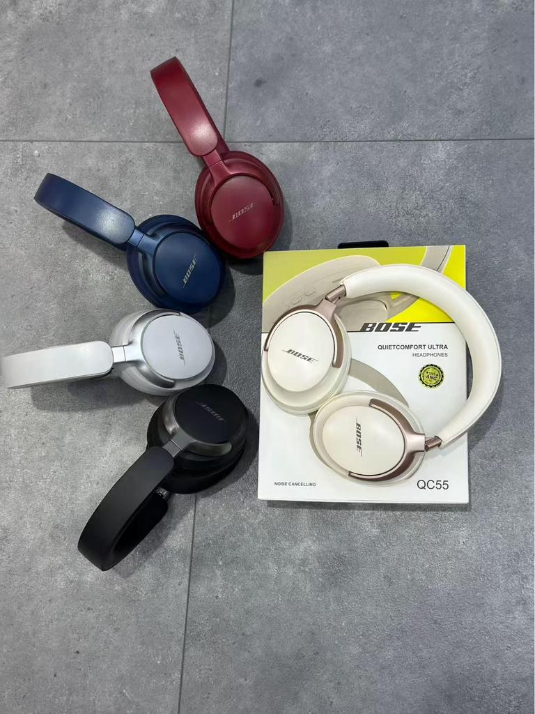 QC55 Noise-Canceling Bluetooth Over-Ear Headphones - Ultra Wireless, Foldable, with Leather Case