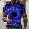 Nowa Letnia Męska Koszulka z Abstrakcyjnym Wzorem Moda Codzienna Drukowana 3D Luźna z Okrągłym Dekoltem Krótki Rękaw Uliczna Osobowość Duże Rozmiary Góry