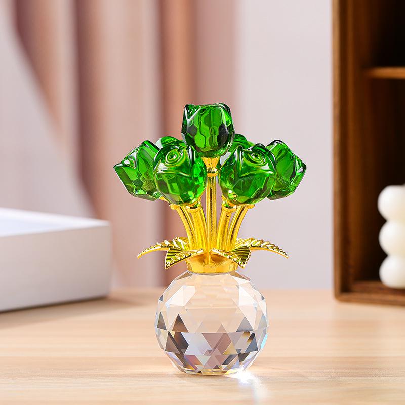 Elegant Crystal Rose Eternal Bloom Ornament - Perfect for Qixi or Valentine's Day Gifts, Living Room Decor, and Handcrafted Art.