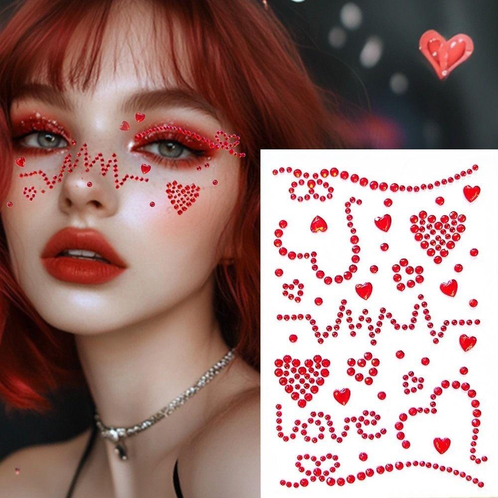 Sparkling Face Temporary Tattoos Rhinestone Face Tattoo Sticker Photocard Sticker Men Women