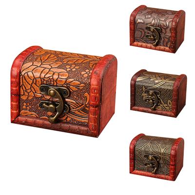 Schmuckschatulle Vintage Holz handgefertigte Box mit Mini-Metallschloss zur Aufbewahrung von Schmuckschatzperlen