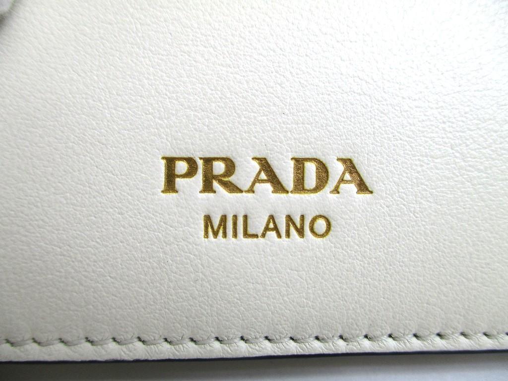Authentic PRADA White Soft Leather Card Case Card Holder #a801  Refurbished