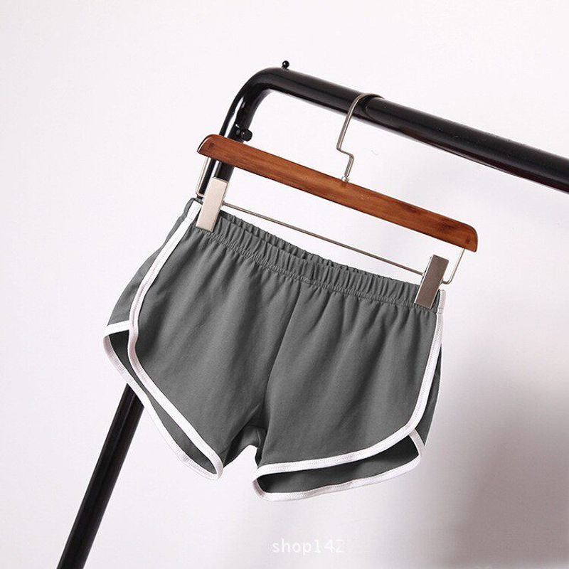 

2024 European and American Export Sports Shorts for Women, Home Casual Solid Color Fashion Yoga Beach Shorts, Candy Color Hot Pants Gray M