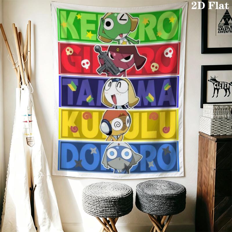 Keroro Wall Tapestry Aesthetic Wall Hanging Printed Fabric Blanket Decorative Tapestries for Bedroom Living Room Home Decor