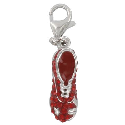 [Q4885] - Silver Charm Pendant 'Basket Etoile' Silver-red (rhodium-plated) - 17x5 Mm