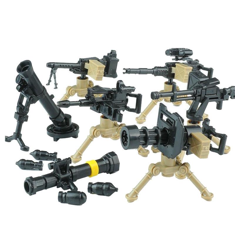 WWII Military Jeeped Car Vehicles Building Block Soldier Army Figure Weapons Heavy Machine Gun Gatling NSV Accessories Toys  Playsets K037