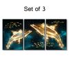 Set Of 3 Blue Abstract Ocean Gold Whale And Fish Luxury Living Room Aisle Home Decoration Wall Art Print Picture Canvas Poster Painting