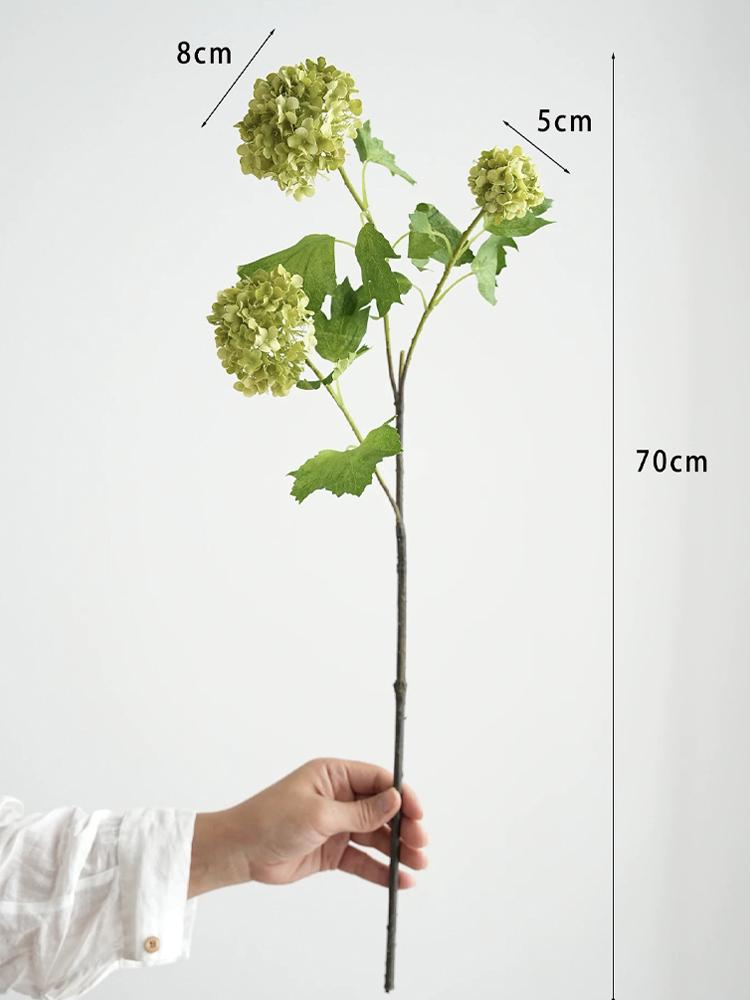 

White Artificial Hydrangea 3 Heads Fabric Green Hydrangea Long Branches Decor Spring Artificial Floral Arrangement Wedding H about70cm