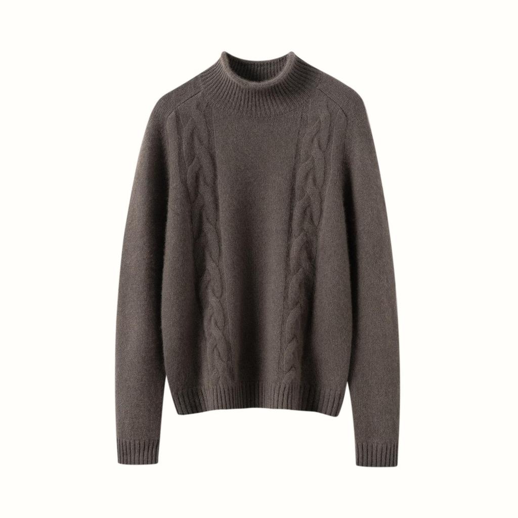 Five-Needle Three-Strand Cashmere Sweater: Autumn/Winter 2026 Thickened Turtleneck Women's Versatile Cable Knit Base Layer Sweater.