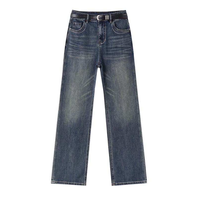 Qiushui Yiren Women's Classic Washed Straight-Leg Jeans