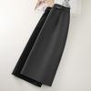 Women's Gray High-Waist Slit Bodycon Midi Skirt - 2025 Spring/Autumn Collection