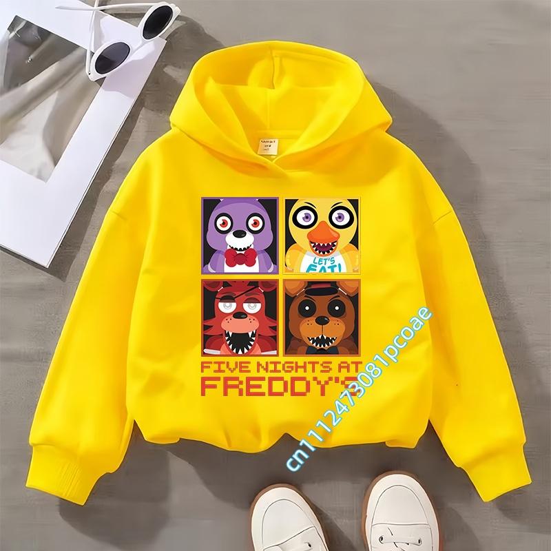 Five Nights At Freddy's Kids Boys' Sportswear Girls' Casual Top Cartoon Print Autumn/Winter Long-Sleeve Children's Hooded Shirt