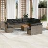 Vidaxl 11-Cz. Garden Furniture Set With Cushions, Grey Rattan Pe