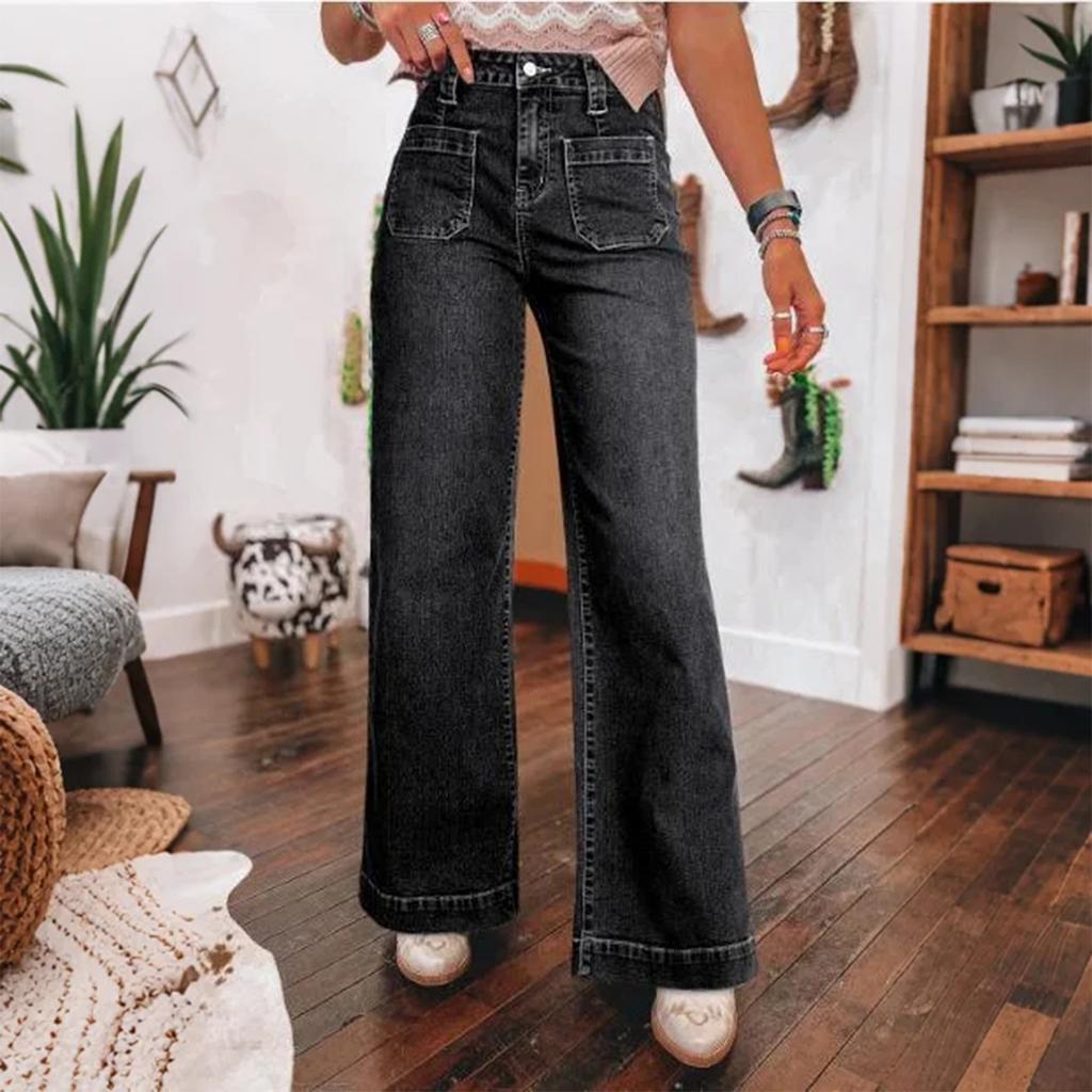 Ladies' Retro Straight Leg High Waisted Jeans
