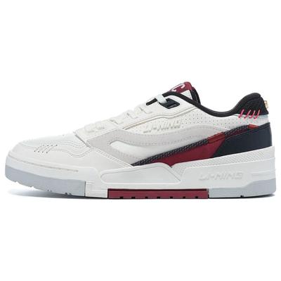 Li Ning 001 BTC Prm Abriebfest Atmungsaktiv Niedrig geschnitten Skateboard-Schuhe Herren Weiß Rot AGCT003-3