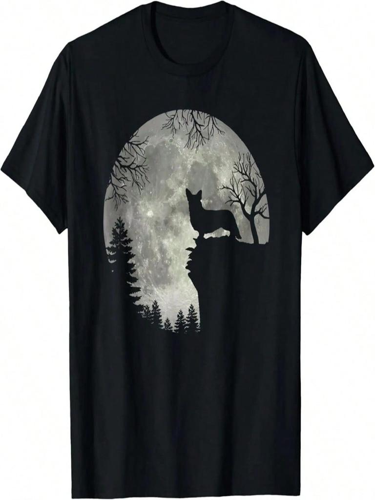 Cardigan Welsh Corgi And Moon Halloween T-Shirt