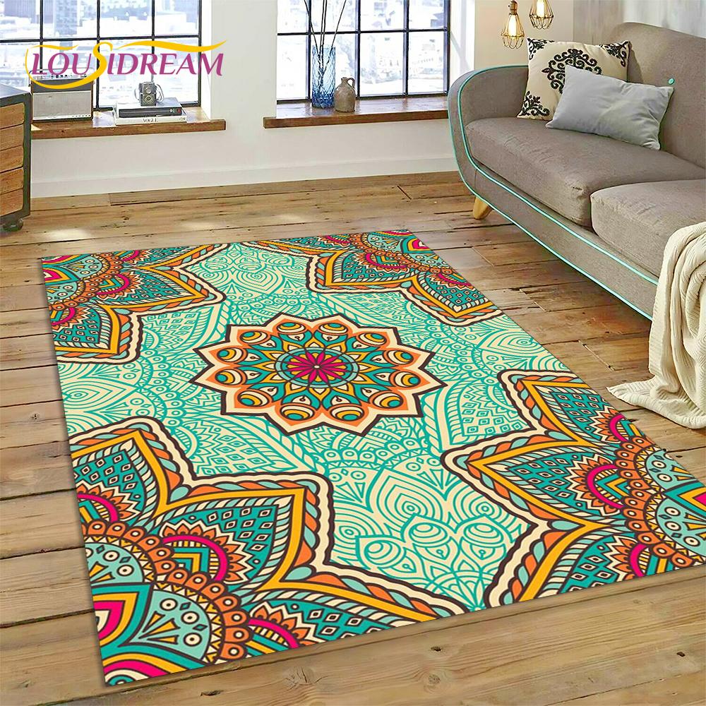 Meditace Mandala Bohemia Duch Přírody Jógový Koberec Kobereček pro Domácí Obývací Pokoj Ložnici Pohovku Dekorace, Oblastní Koberec Protiskluzová Podložka