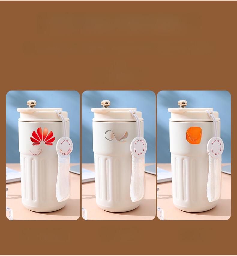 Portable Cute Thermos Cup with Smart Temperature Display – 316 Stainless Steel Travel Mug with Carrying Rope