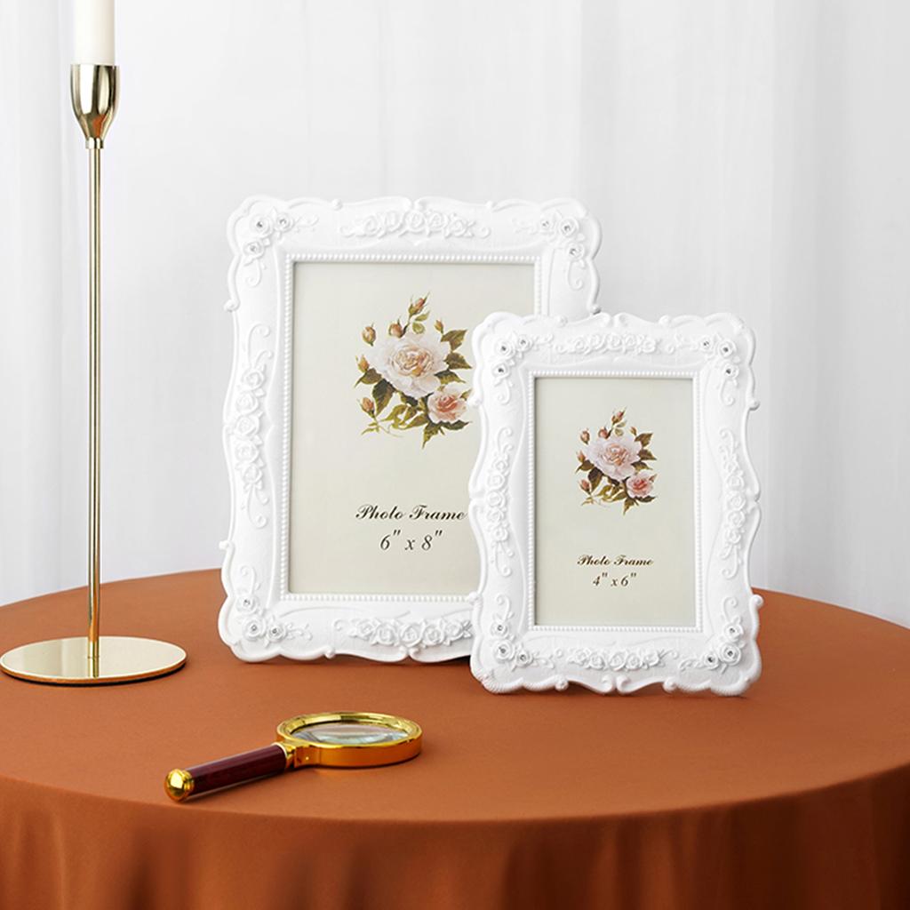 1 Peça, porta-retrato simples com relevo de rosa branca, adequado para decoração de casa como um item decorativo