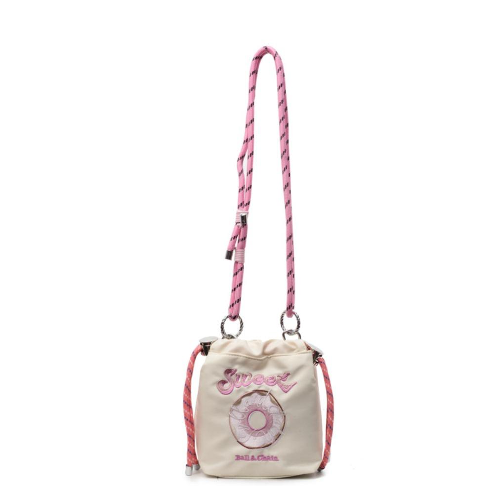 

Sweet Nylon Crossbody Bag Doughnut Pattern Embroidered Shoulder Bag Street Fashion бежевый