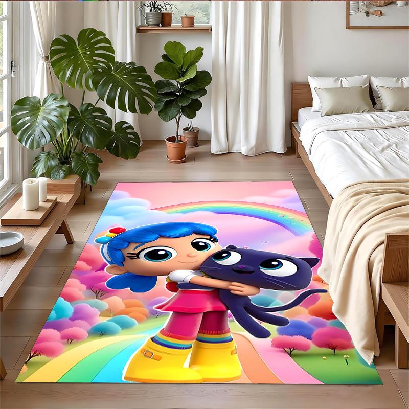 Anti‑Slip Crystal Velvet Floor Rug, True And The Rainbow Kingdom Design Carpet for Indoor Living Bedroom Home Decoration