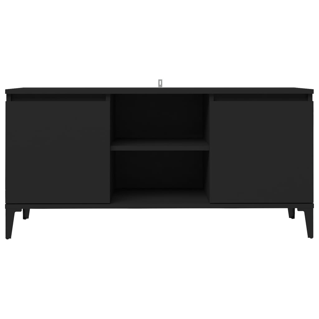 Fernsehtisch Mit Metallbeinen Schwarz, Doppeltür-Speicher Mit Viel Platz, Flurschrank, 103,5 X 35 X 50 Cm