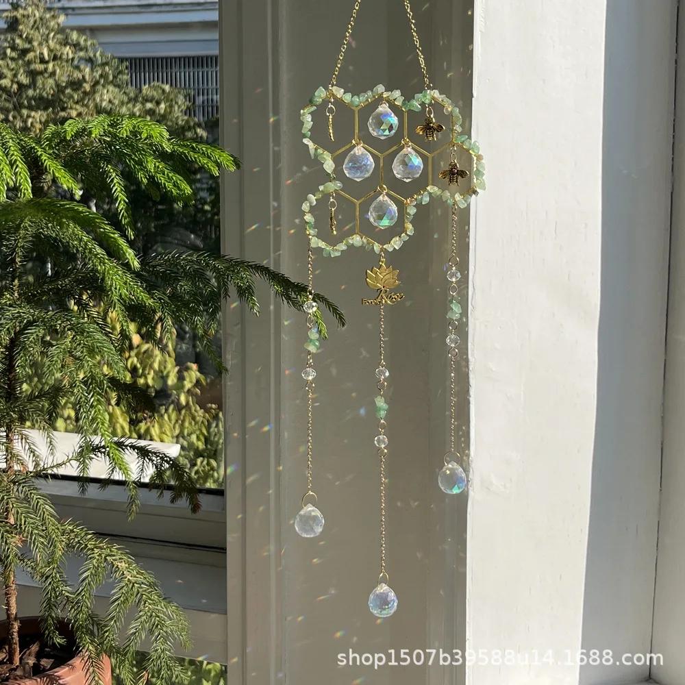 Sunshine Catcher Pendant Customized Wind Chime New Product Big Beehive Little Bee Natural Crystal Sun Catcher