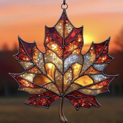 Zonvanger Herfst Esdoornblad Vorm Acryl Hangdecoratie Raamvanger Decoratief Huis Feestdagen Verjaardagen Ornament