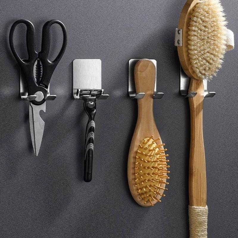 2Pcs Stainless Steels Shaving Razors Wall Hook Men Shaving Shaver Razors Stand Shelf Bathroom Hook Organizers Enduring