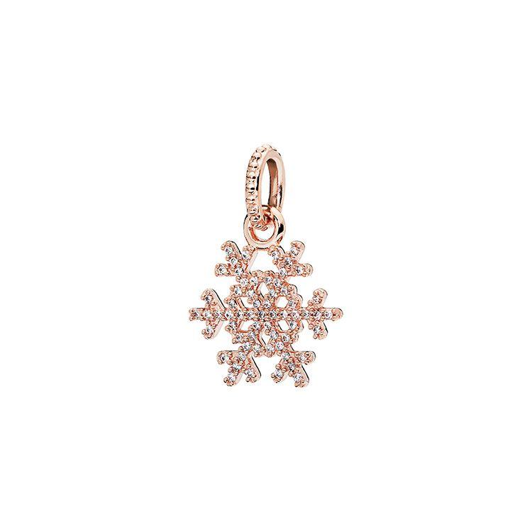Pandora Shining Snowflake Necklace Set Women Necklace Rose-Gold ZT1060