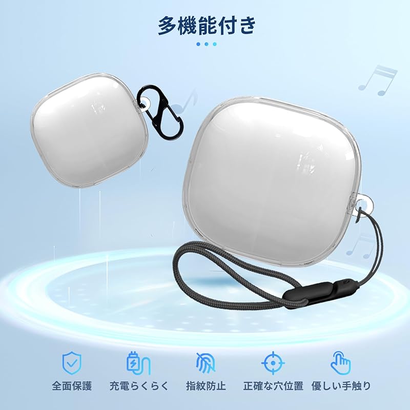 For Anker Soundcore C40i for case cover [NOUKAJU] wireless earphones TPU protective case (With carabiner + strap included) ) Fall prevention Scratch