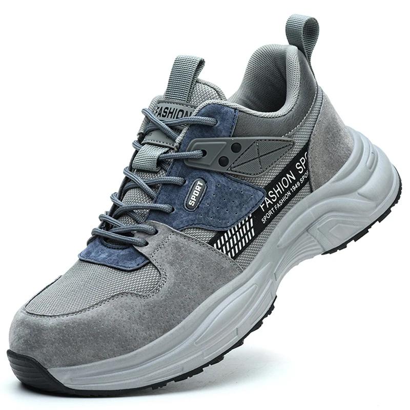 summer work shoes with plastic toe Anti Puncture Anti Smashing labor shoes industrial construction site safety shoes for men