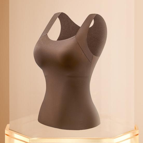 Thermal Tank Top for Women Fleece Lined Sleeveless Underwear Top with Built In Bra High Stretch Camisole Undershirt Soft Warm Base Layer