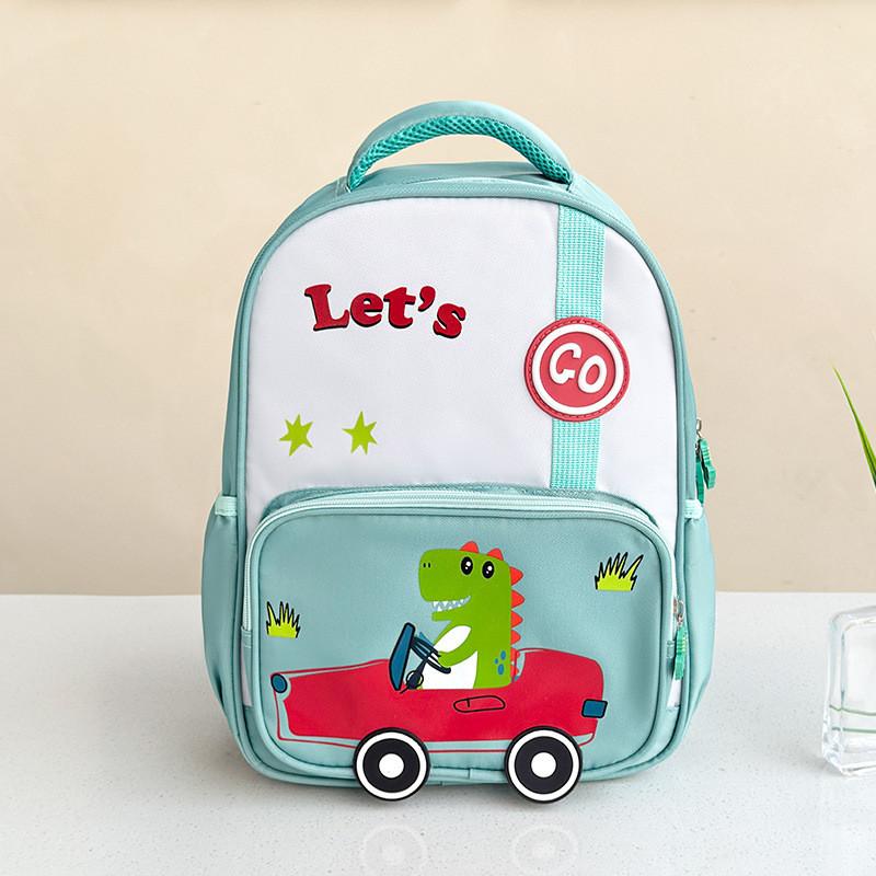 Car By Dinosaur Backpack With Oxford Cloth Color Blocked Backpack School For