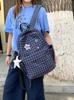 Schoolbag Japanese Niche Polka Dot Plaid Star Backpack College Student Large Capacity Lightweight Schoolbag Travel Backpack