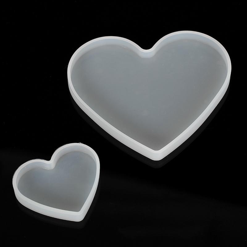 2pcs/set Heart Coaster Tray Silicone Mold Love Shape Dish Resin Plate Craft DIY
