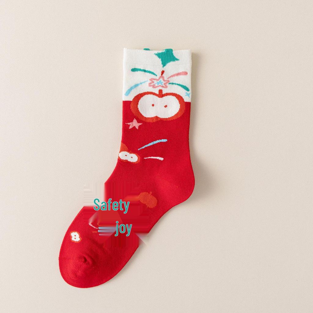 Year of the Horse Red Socks Gift Box: Zodiac-Themed Cartoon Cotton Mid-Calf Socks for New Year Celebrations
