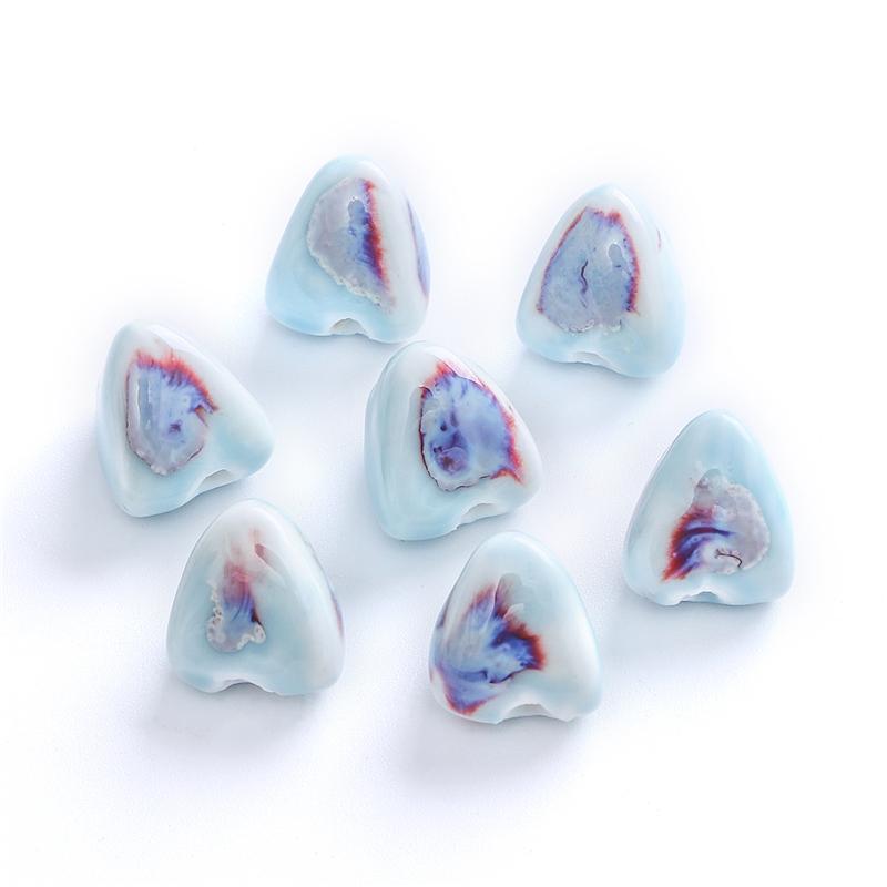 5 Stück Blumenglasur-Porzellanperlen Zongzi-Form Keramikperlen für die Schmuckherstellung DIY Charms Armband Halskette Basteln Loch 2,5 mm