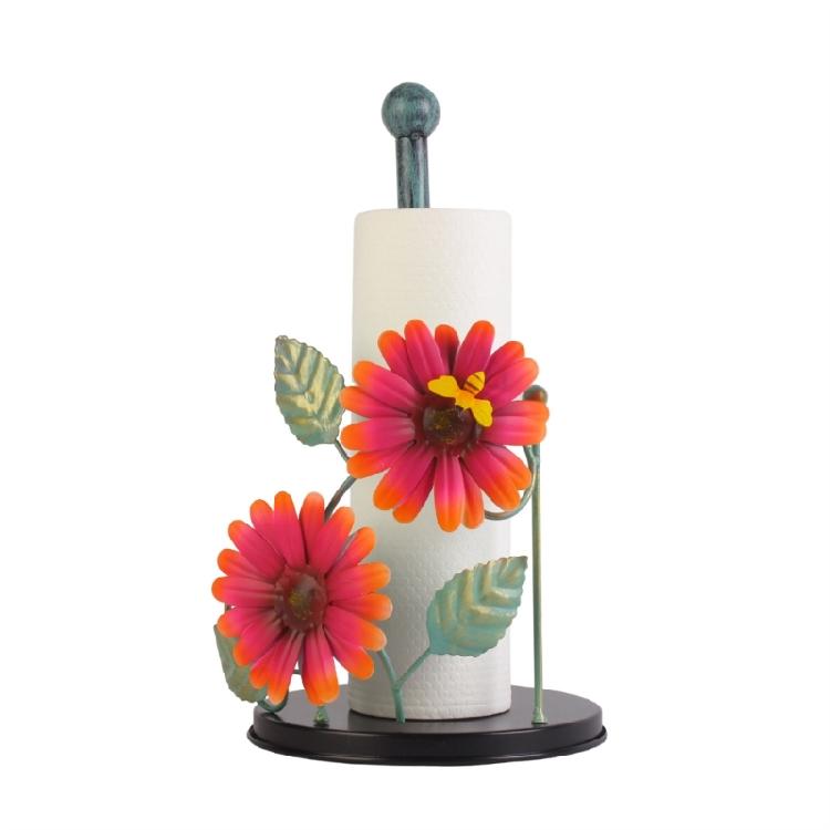 Iron Paper Towel Holder Flowers Christmas Tissue Holder Kitchen Roll Paper Stand Organizers for Kitchen Countertop