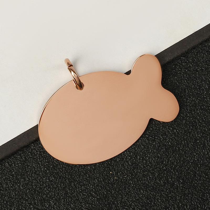 Für Großhandel Metallschmuck, Katzenfisch Haustieranhänger, Anhänger, Anti-Lost-Karte, Lasergravur, Edelstahl Hundemarke