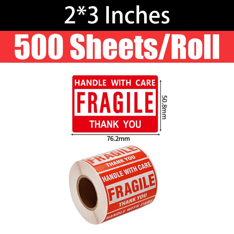 1000/500PCS English Fragile Stickers The Goods Please Handle With Care Warning Express Labels DIY Supplies