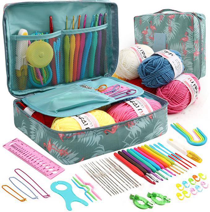Beginner's 58-Piece Crochet Starter Kit - Complete Set with Portable Wool Knitting Tools