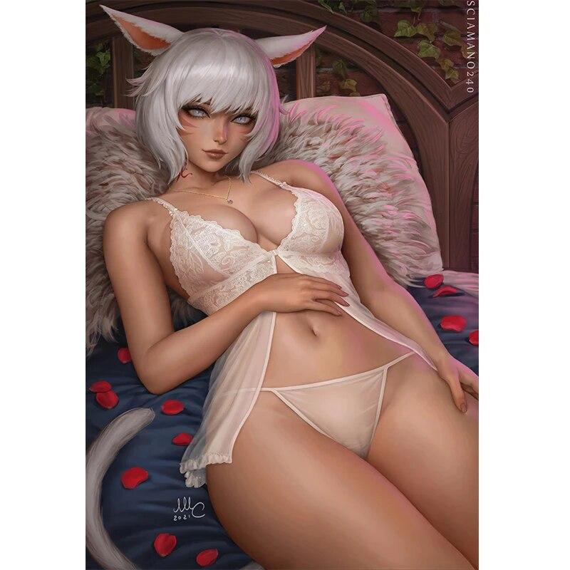 Druckspiel Aerith Tifa Claire Nude Sexy Girl Kunst Leinwand Poster Wohnzimmer Wohnkultur Hängen Wandbild