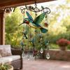 Vintage Iron Frame Decor Graceful Bird Wind Chimes, Chimes for Outside, Metal Outdoor Hanging Suncatchers with Crystal Pendants Garden Yard Bead Chime